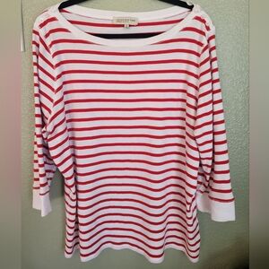 Jones New York Red and White Striped Top